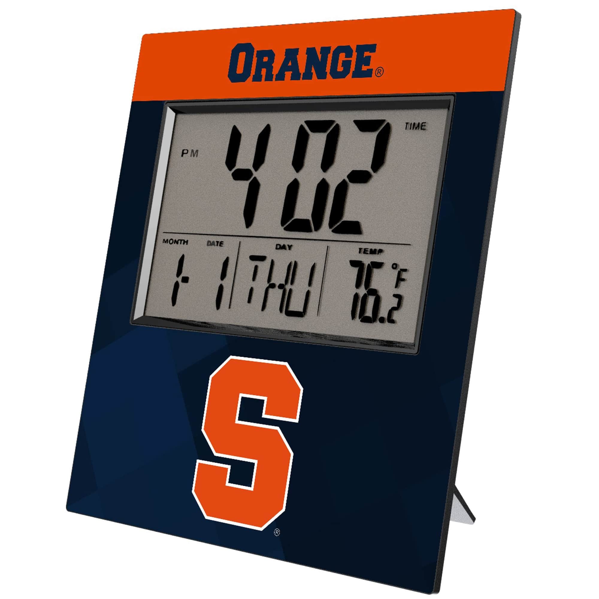 Keyscaper - Syracuse Orange Color Block Digital Desk Clock - Multicolor