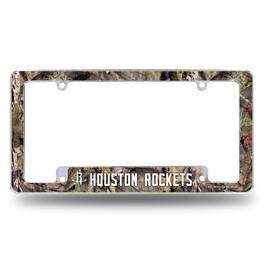 Rico Industries - Houston Rockets Chrome Metal License Plate Frame with Bold Mossy Oak Camouflaged Camo Design - Multi