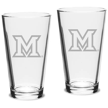 Front. Jardine - Miami University RedHawks 16oz. 2-Piece Classic Pub Glass Set - Multicolor.