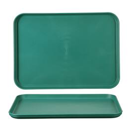 Unique Bargains - 2pcs Fast Food Serving Trays, 12x8.7" Rectangular Reusable Restaurant Tray for Kitchen Coffee Fruit Burger - Dark Green
