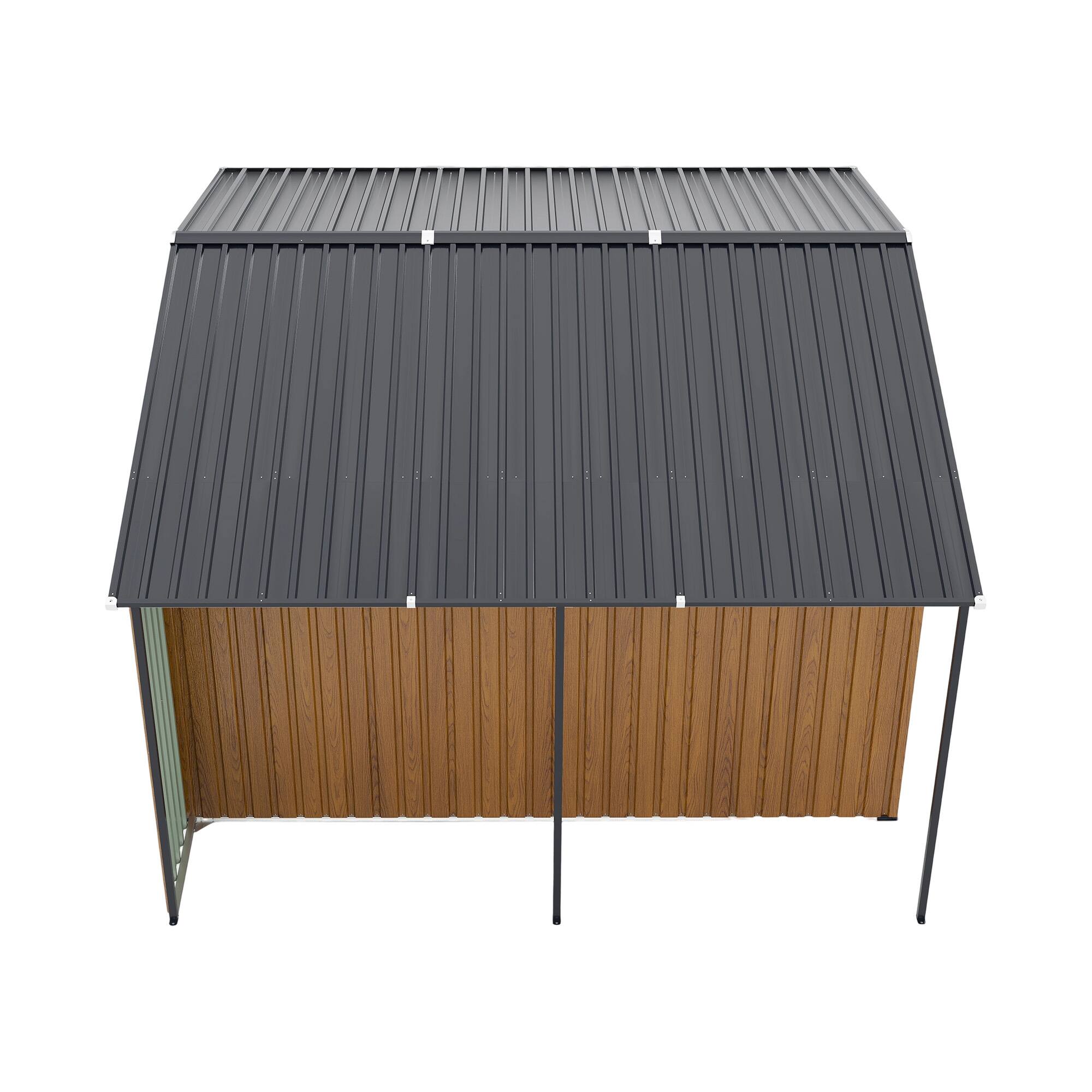 Alt View 7. Mondawe - 10x12 Ft Outdoor Storage Shed with Dual-Zone Design for Tools and Firewood and Window - Yellow.