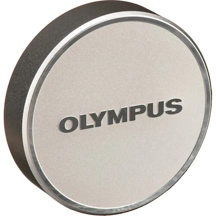 Front. Olympus - LC-48B Metal Replacement Lens Cap for 17mm f/1.8 Lens, Front Element Protection with Secure Fit - Silver.