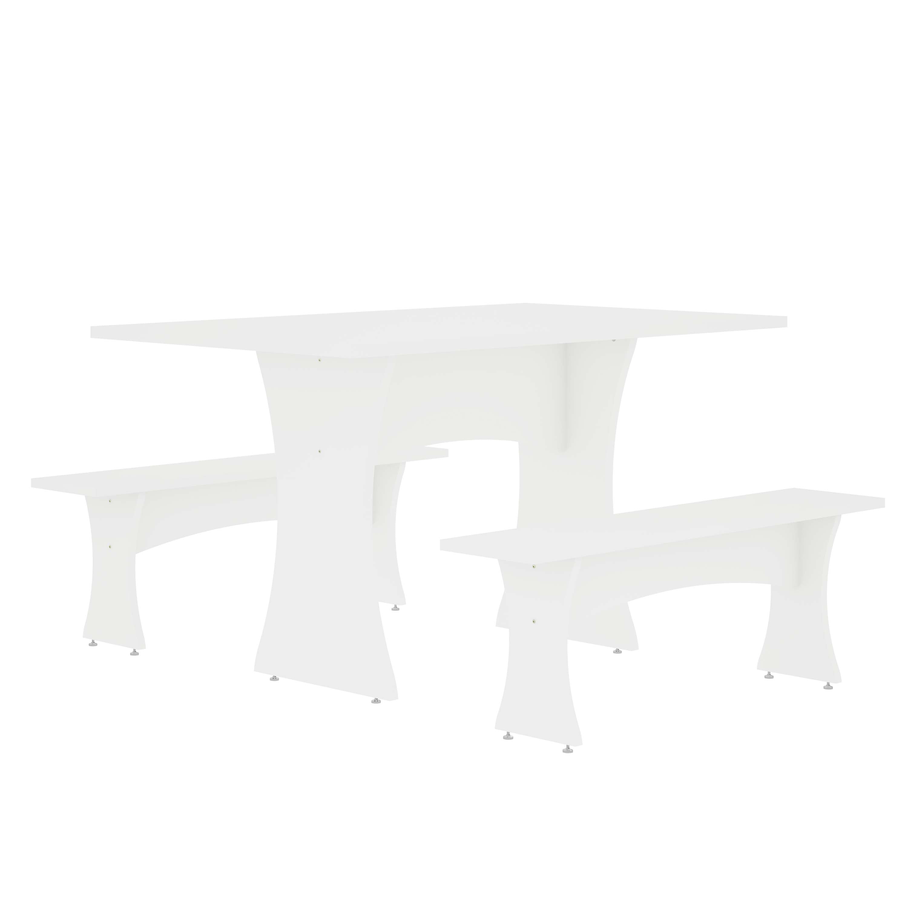 Manhattan Comfort - Coney Mid-Century Modern 3-Piece Dining Table Set - White