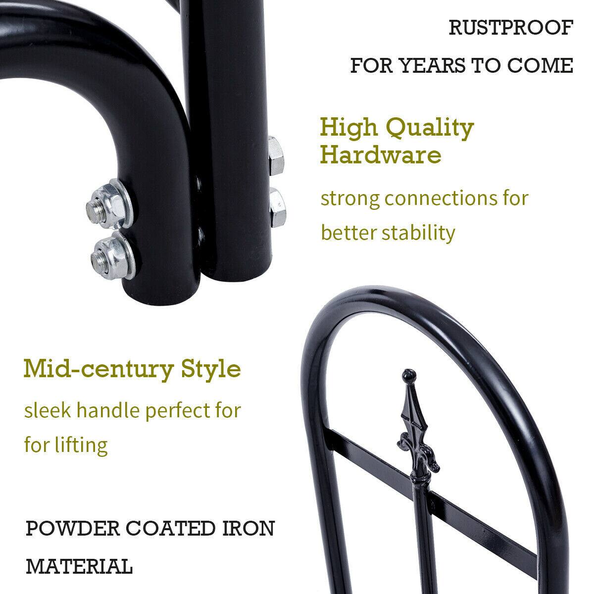 RUSTPROOF  
FOR YEARS TO COME  

High Quality Hardware  
strong connections for better stability  

Mid-century Style  
sleek handle perfect for lifting  

POWDER COATED IRON MATERIAL