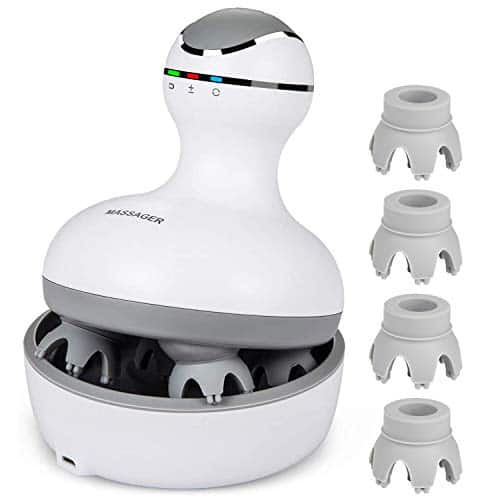 DORLUKFU - Electric Scalp Head & Back Massager, Cordless Hair Massage Waterproof Head Massager with 4 Heads 84 Nodes for Hair