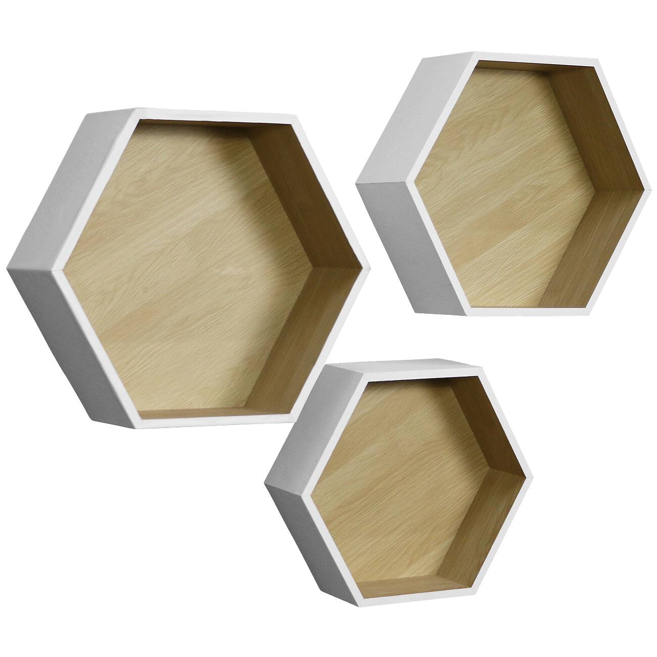 Alt View 2. Sorbus - Sorbus® Floating Shelf Hexagon Set, Honeycomb Wall Mounted Shelves, Decorative Hanging Display - White.