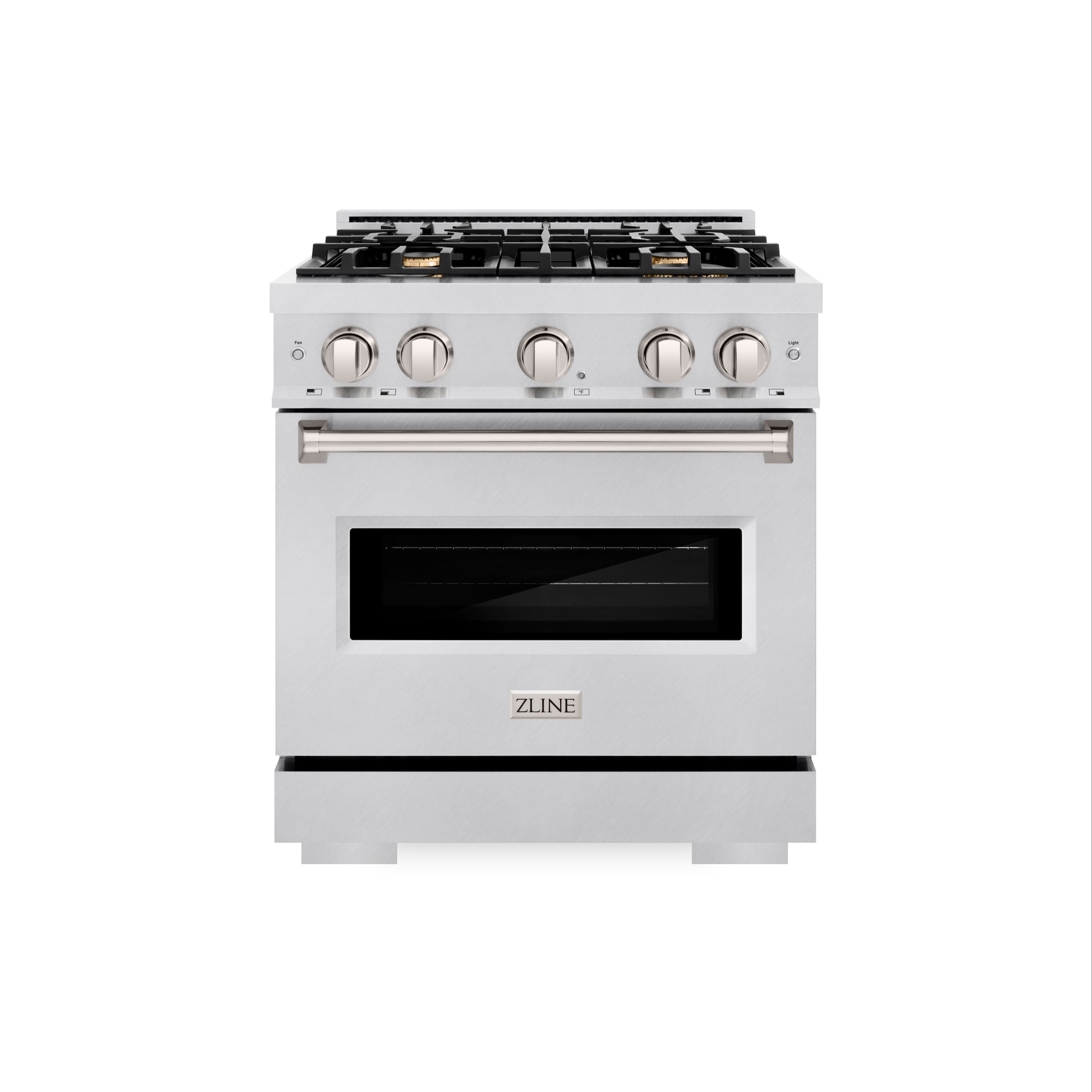 ZLINE - 30 in. Classic Satin Steel Stainless Gas Range w/ Convection Oven & 4 Brass Burners (CGRS-BR-30) - Stainless Steel - Front_Zoom