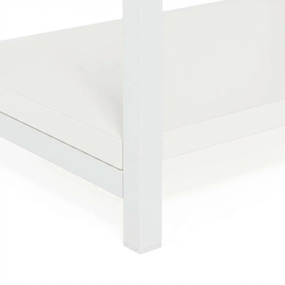 Alt View 2. FurniFact - White metal frame end table with modern design and sturdy construction - White/White.