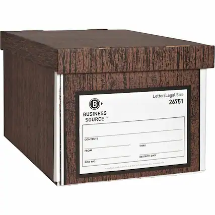 BUSINESS SOURCE™
Letter/Legal Size 26751
CONTENTS THRU FROM DESTROY DATE
BOX NO.
Manufactured in the U.S.A. for S.P. Richards Co., Atlanta, GA