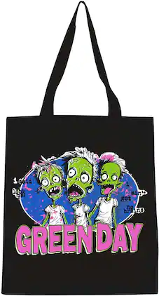 PopMarket - Green Day - Rocksax - Green Day - Zombie Logo - Eco-Friendly Tote Bag (Black) - Multicolor