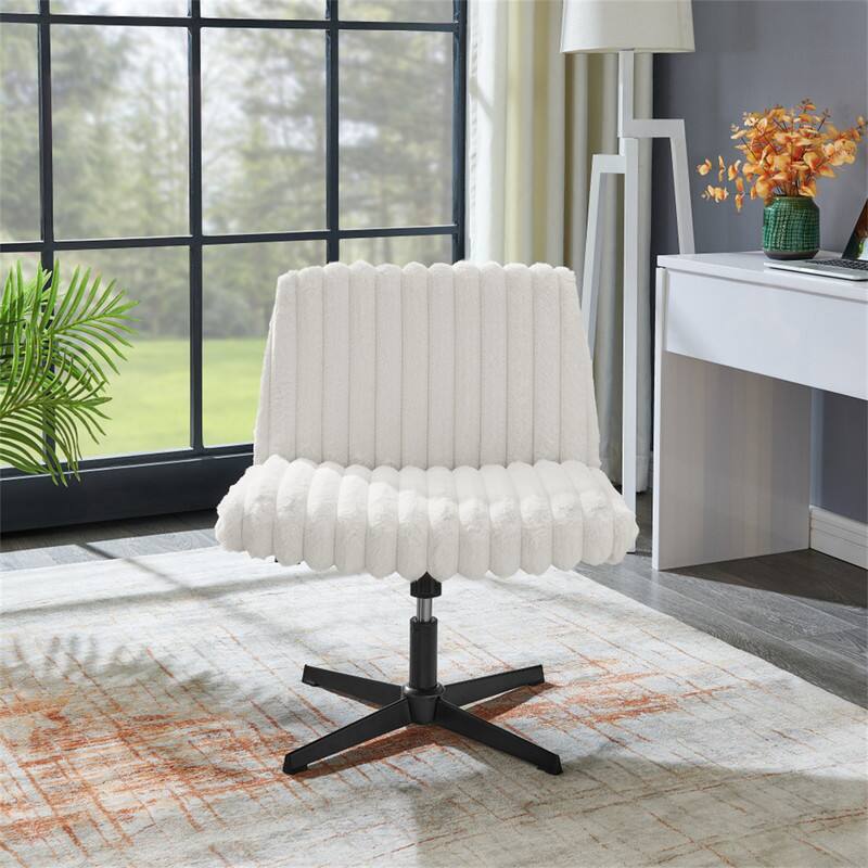 Alt View 1. HTUTWOO - Adjustable Swivel Criss Cross Chair - Wide Seat Office Vanity Chair, 360° Swivel, Height Adjustable, Tilting Function - Cream White.