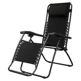 Caravan Sports - Zero Gravity Outdoor Folding Camping Patio Lounge Chair - Black