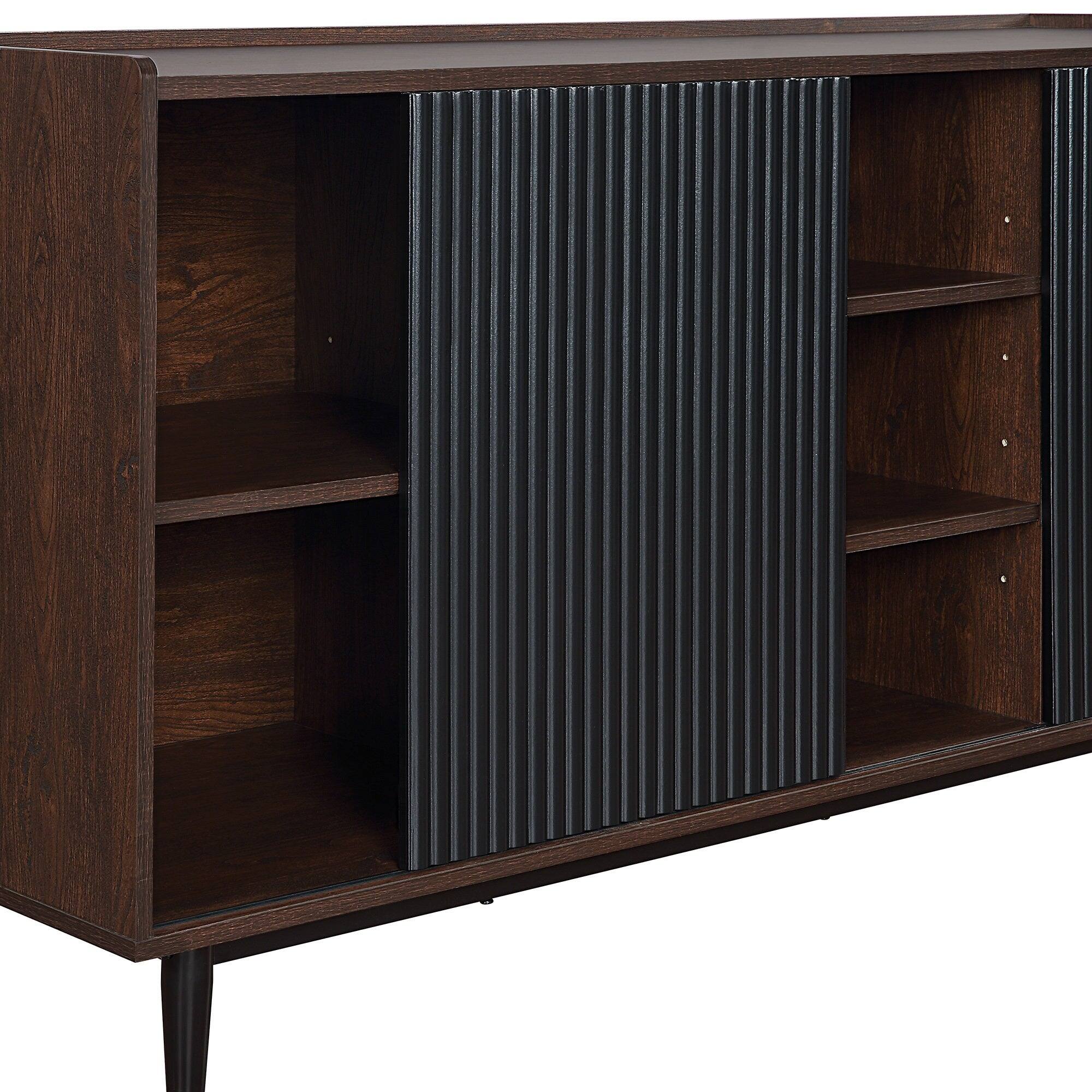 Alt View 1. Manhattan Comfort - Duane Mid-Century Modern 59" Fluted Sideboard - Black.