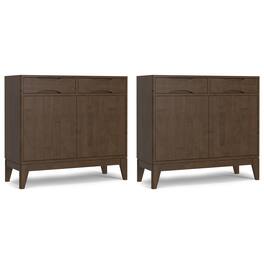 Simpli Home - Harper Solid Wood 40 inch Storage Cabinet (Set of 2) - Walnut Brown