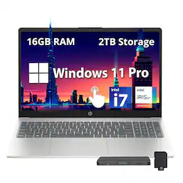 HP - 15.6'' FHD IPS Touchscreen Laptop, Intel i7-1255U,16GB DDR4 RAM,1TB SSD+1TB Docking Station Set,Win 11 Pro - Silver
