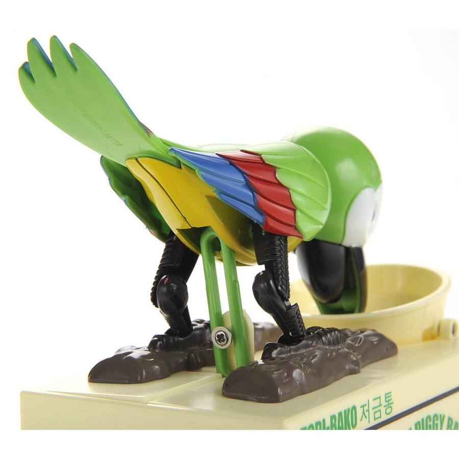 Parrot Coin Machine JuzToys Parrot Coin Bank Box, Electric Money Box for Kids, Parrot Shape ...