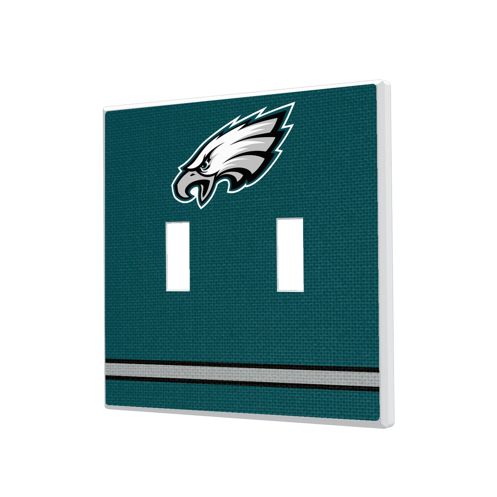 Front. Keyscaper - Philadelphia Eagles Stripe Double Toggle Light Switch Plate - Multicolor.