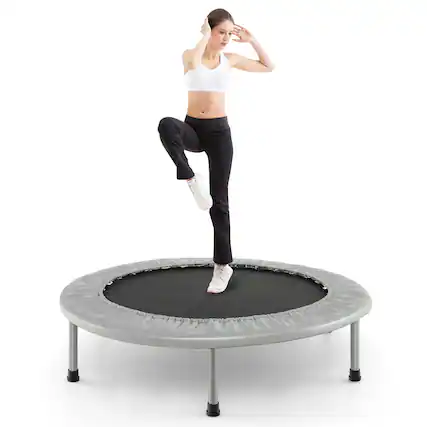 Front. Gymax - Gymax Mini Folding 36'' Trampoline Portable Recreational Fitness Rebounder Silver - Silver.