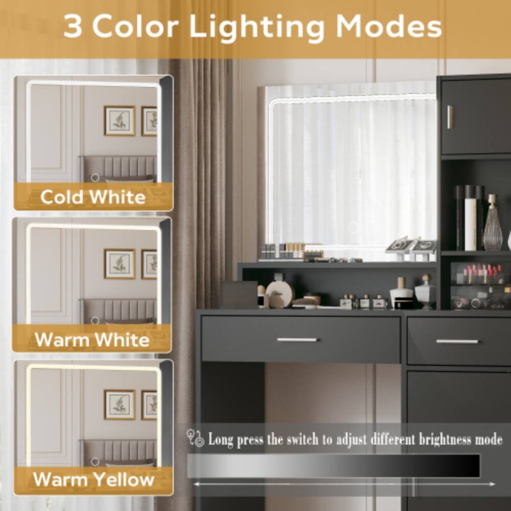 3 Color Lighting Modes

Cold White  
Warm White  
Warm Yellow

Long press the switch to adjust different brightness mode