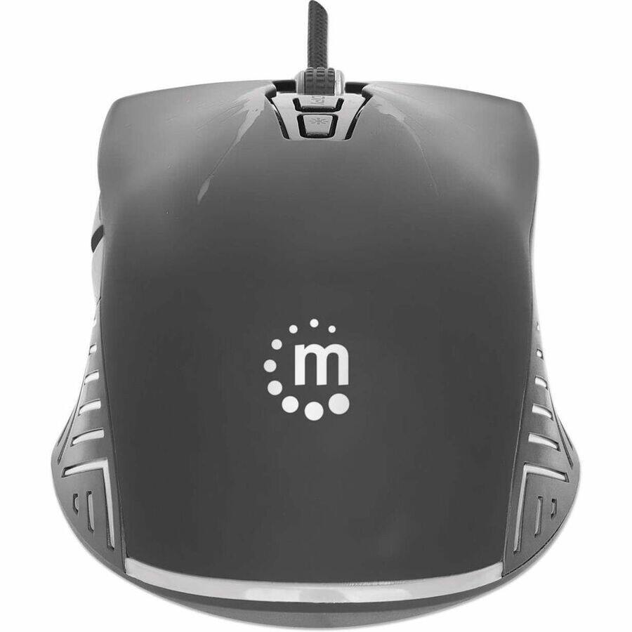 Alt View 1. Manhattan - Manhattan 7200 DPI RGB LED Wired Optical Seven Button USB Gaming Mouse - Optical - Cable - Black - USB 2.0 Type A - 7200 - Black.