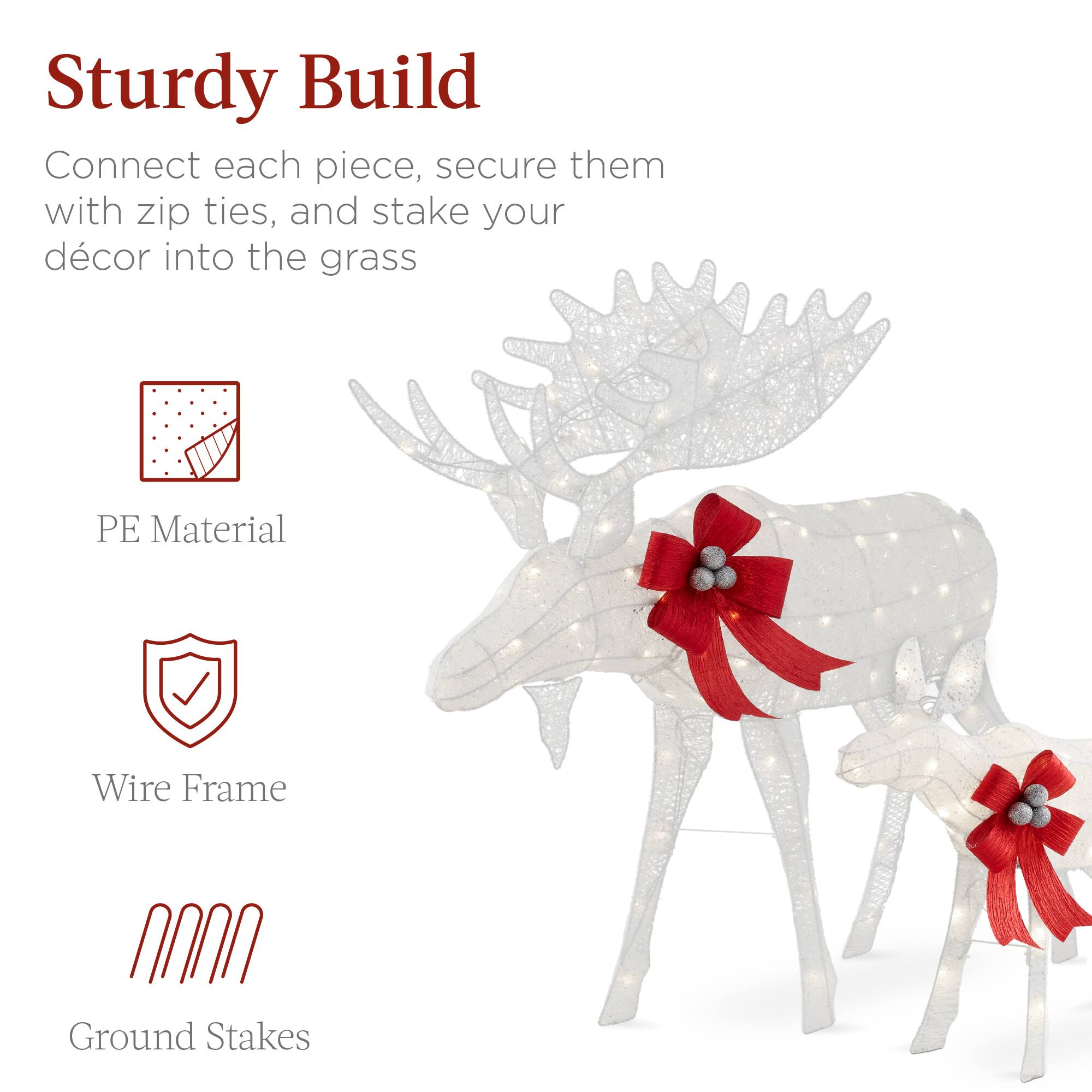 Sturdy Build

Connect each piece, secure them with zip ties, and stake your décor into the grass

- PE Material
- Wire Frame
- Ground Stakes