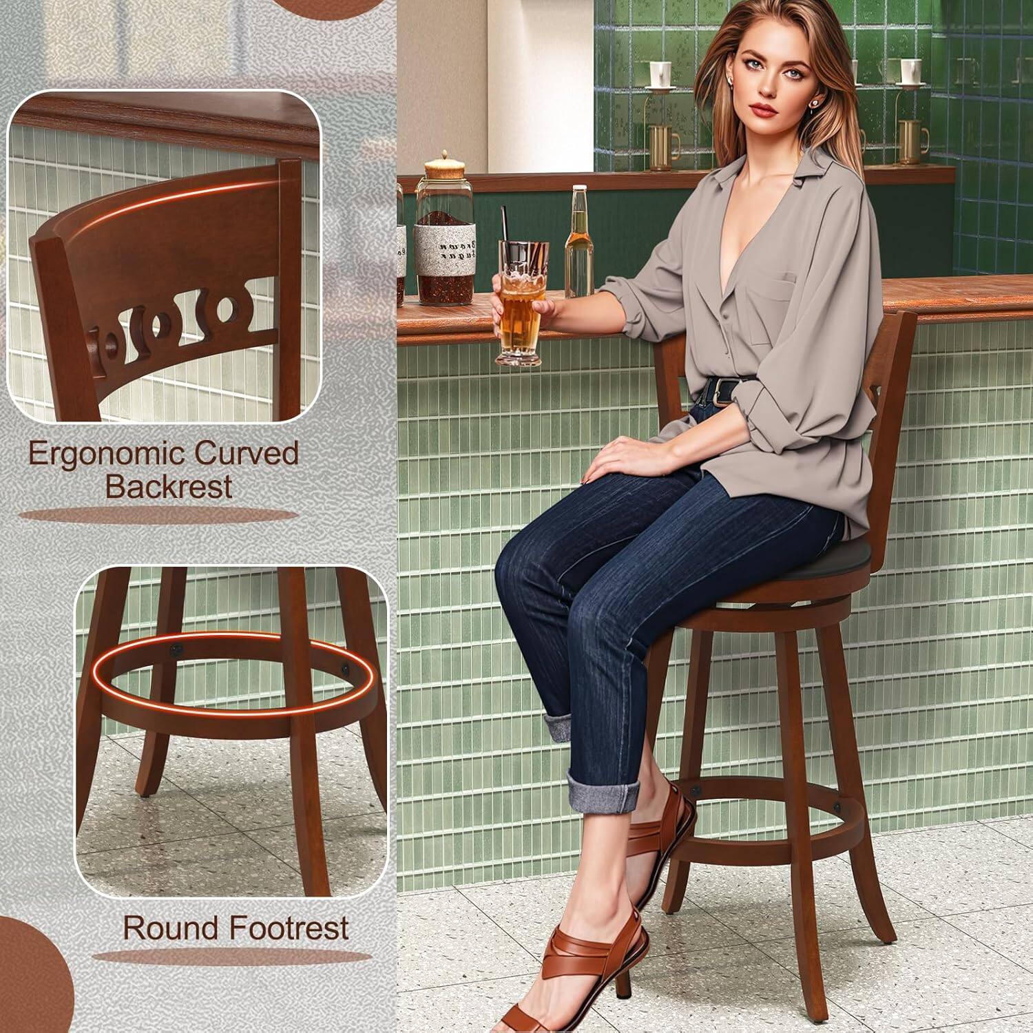 Ergonomic Curved Backrest
Round Footrest