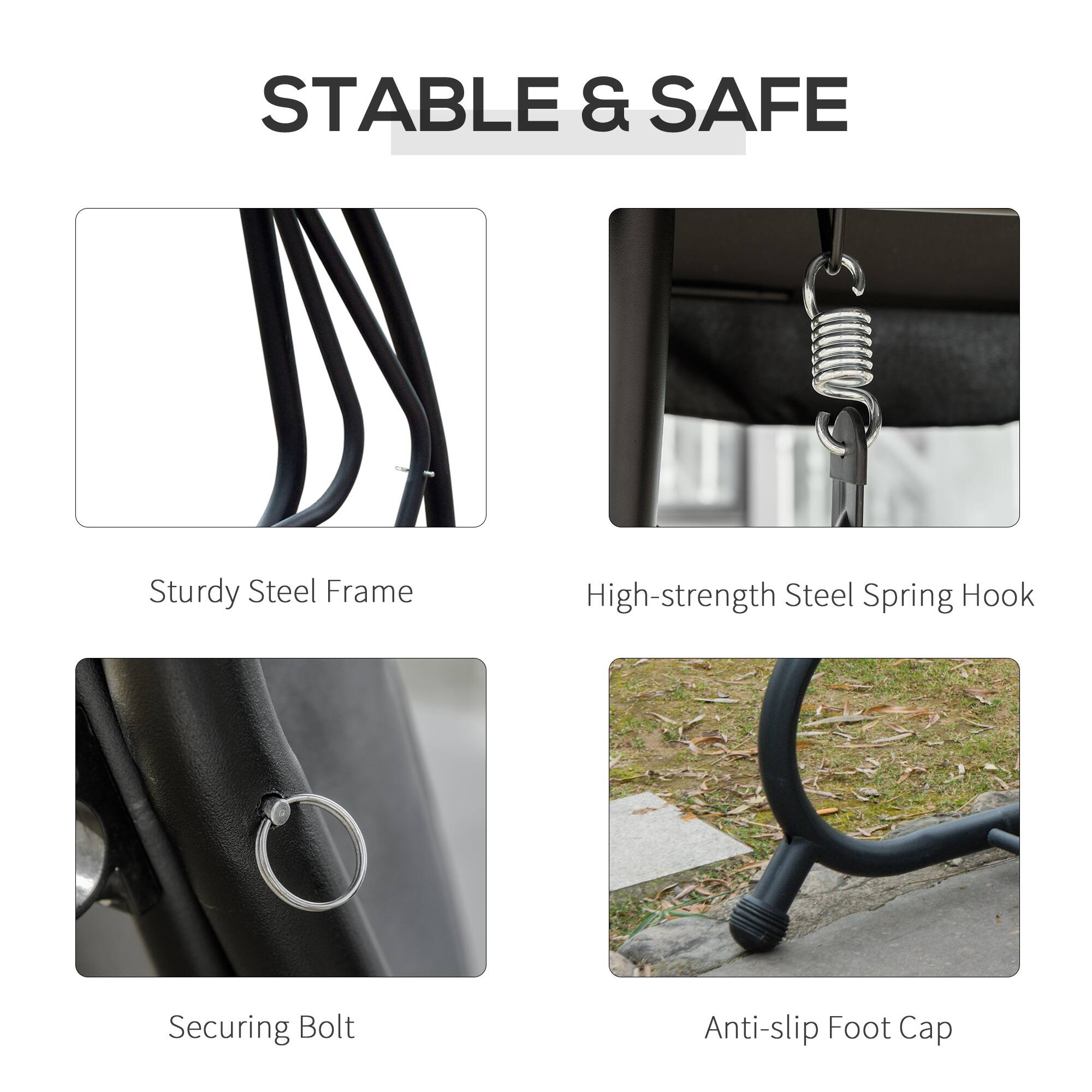 STABLE & SAFE

- Sturdy Steel Frame
- High-strength Steel Spring Hook
- Securing Bolt
- Anti-slip Foot Cap