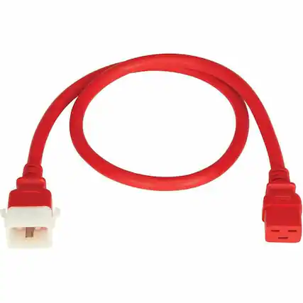 Front. Tripp Lite - PDU POWER CORDS C19 P-LOCK C20 HEAVY-DUTY 20A 12AWG 3FT RED 6 PACK - Red.