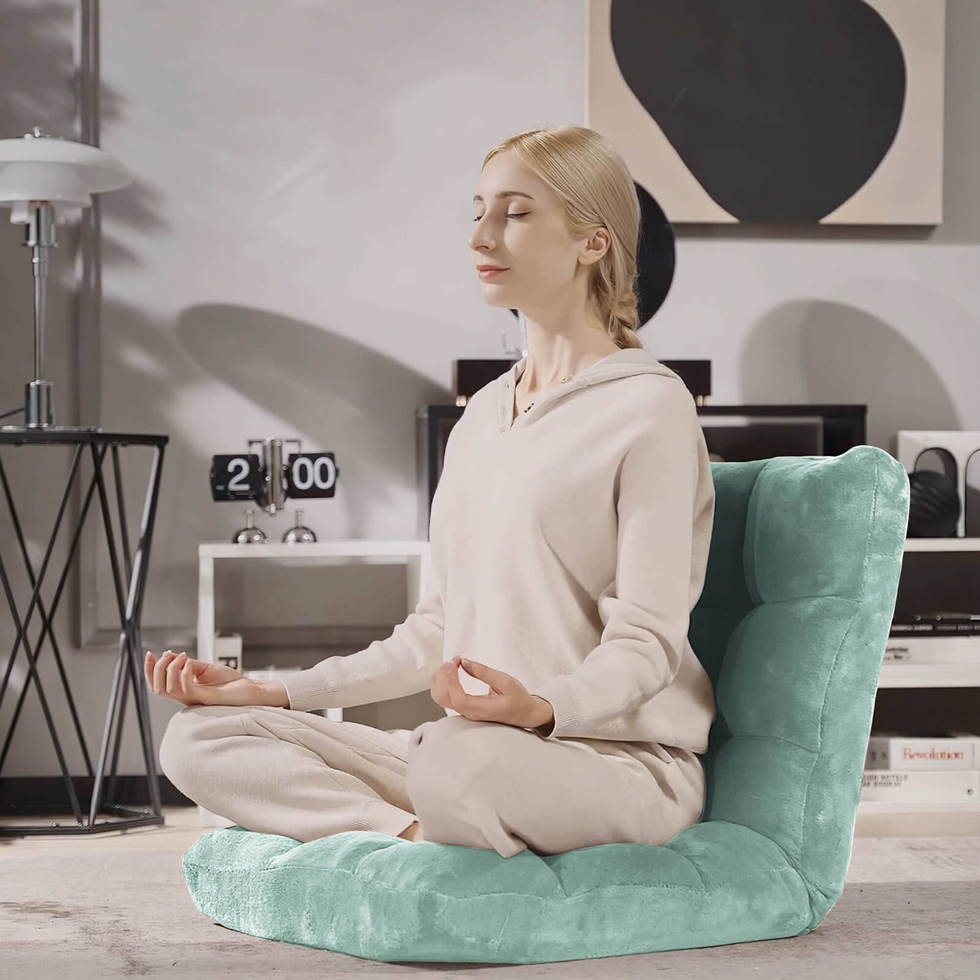 Alt View 1. Costway - Costway Adjustable 14-Position Floor Chair Folding Lazy Gaming Sofa Chair Cushioned New - Green.