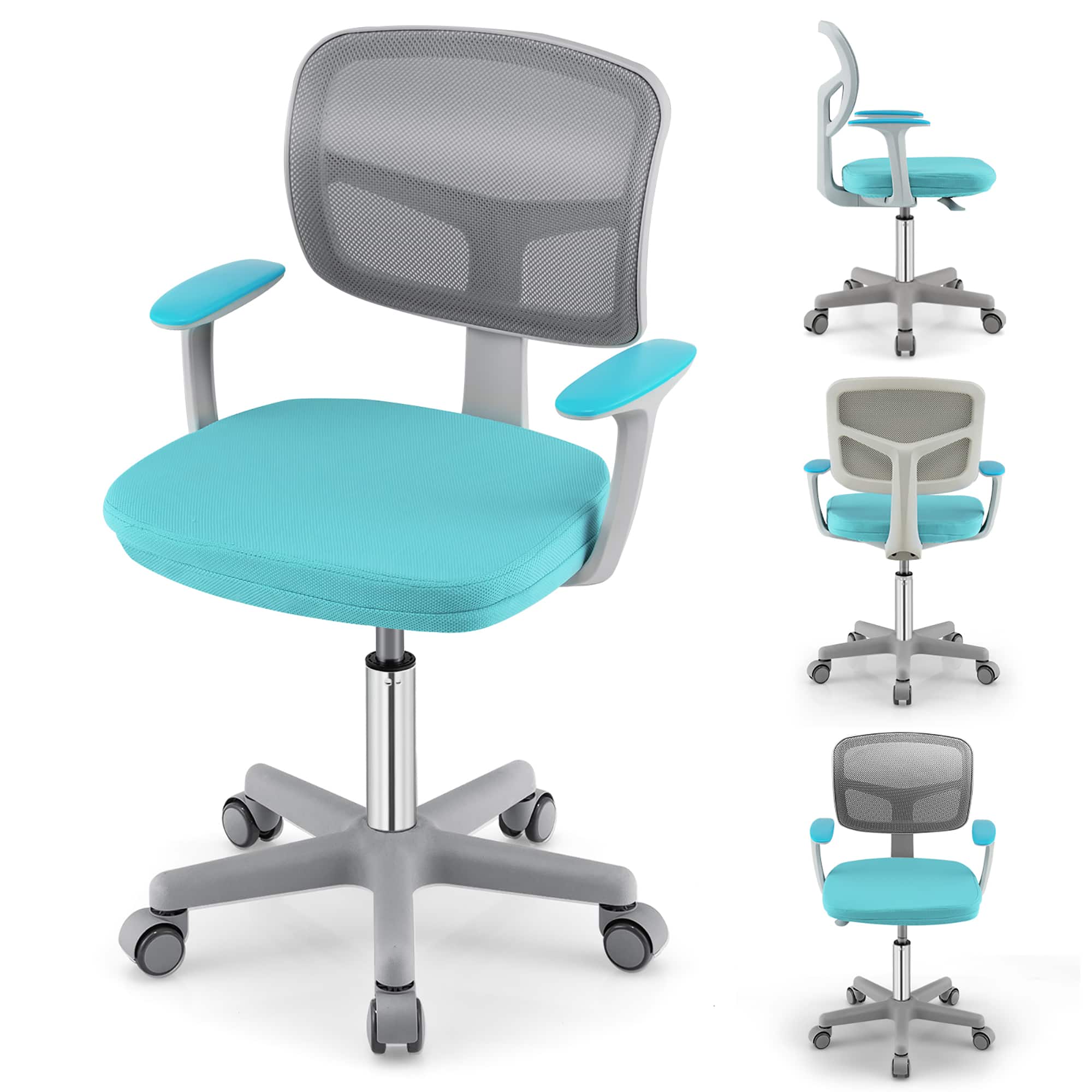 Gymax - Kids Desk Chair Adjustable Height Children Study Chair w/Auto Brake Casters - Green