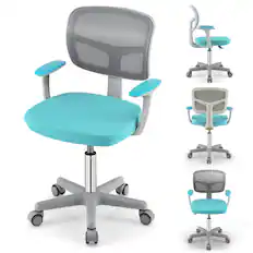Front. Gymax - Gymax Kids Desk Chair Adjustable Height Children Study Chair w/Auto Brake Casters Green - Green.