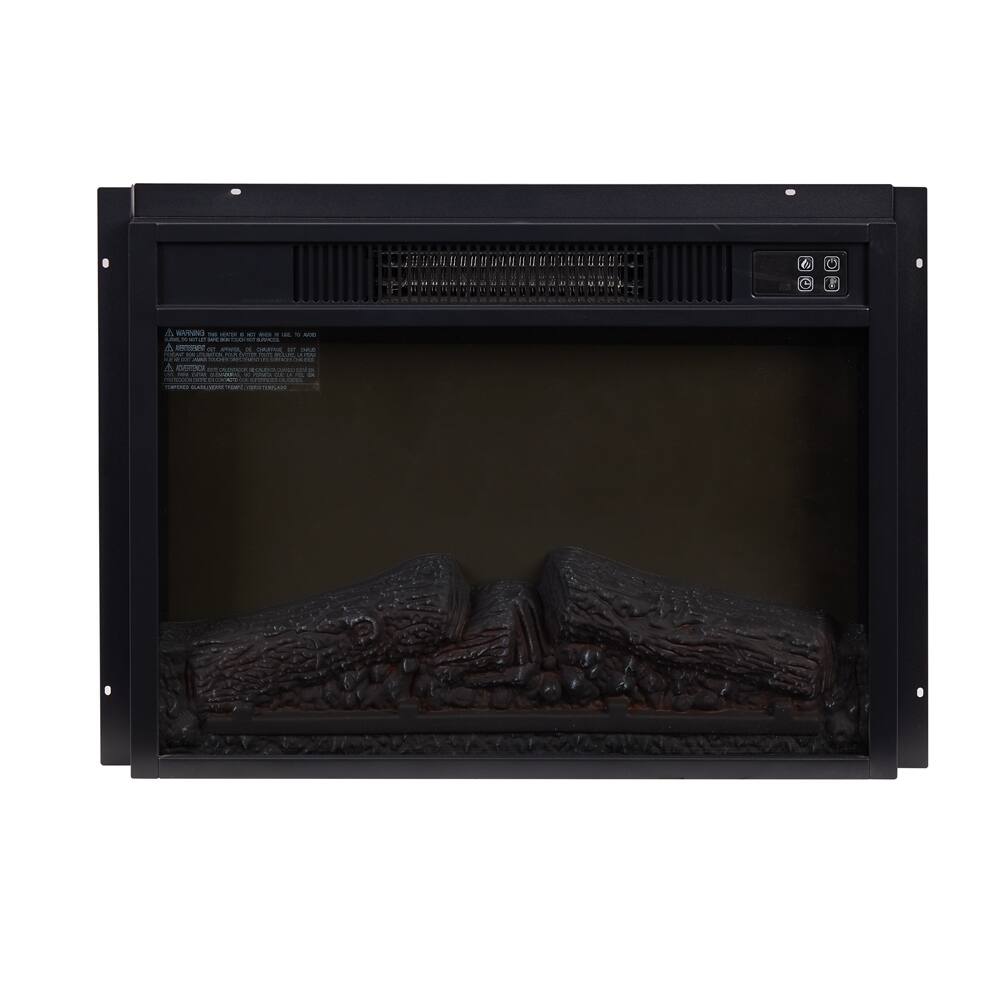 Back. Tiramisubest - Electric Fireplace Insert 23" 1400W,Equipped with remote control,ultra thin heater with log set & realistic flame,BLACK - Black.