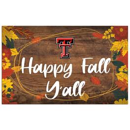 Fan Creations - Texas Tech Red Raiders 11'' x 19'' Happy Fall Y'all Sign - Brown