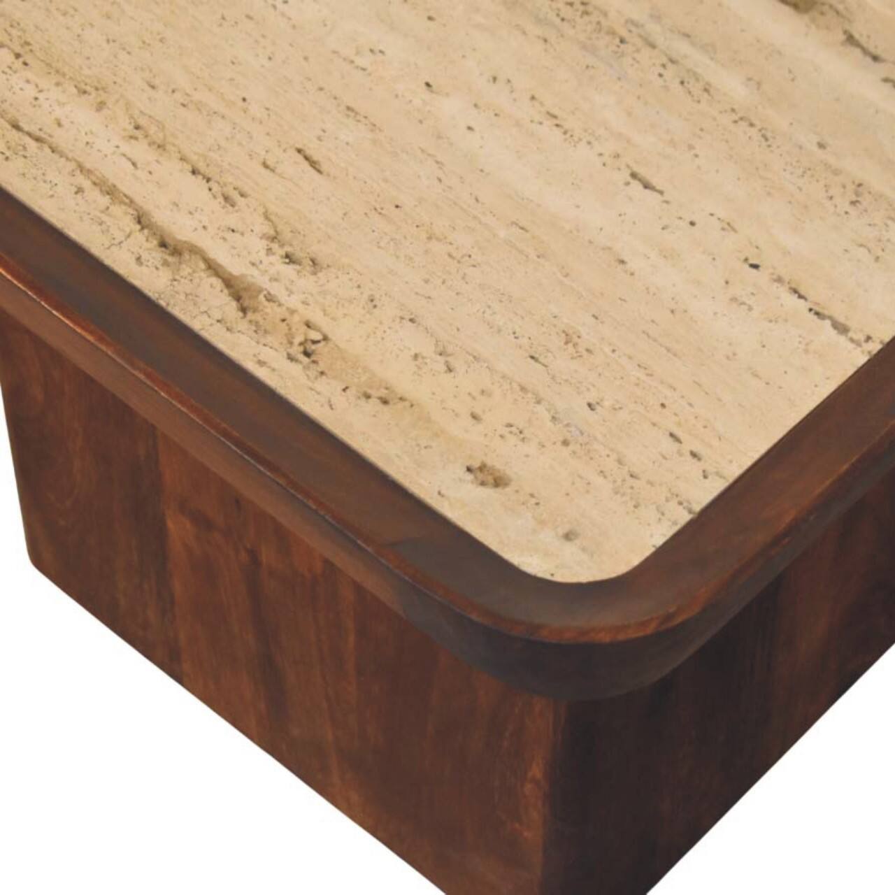 Alt View 2. Artisan Furniture - Artisan Furniture Solid Wood Travertine Top Tray Coffee Table - Brown.