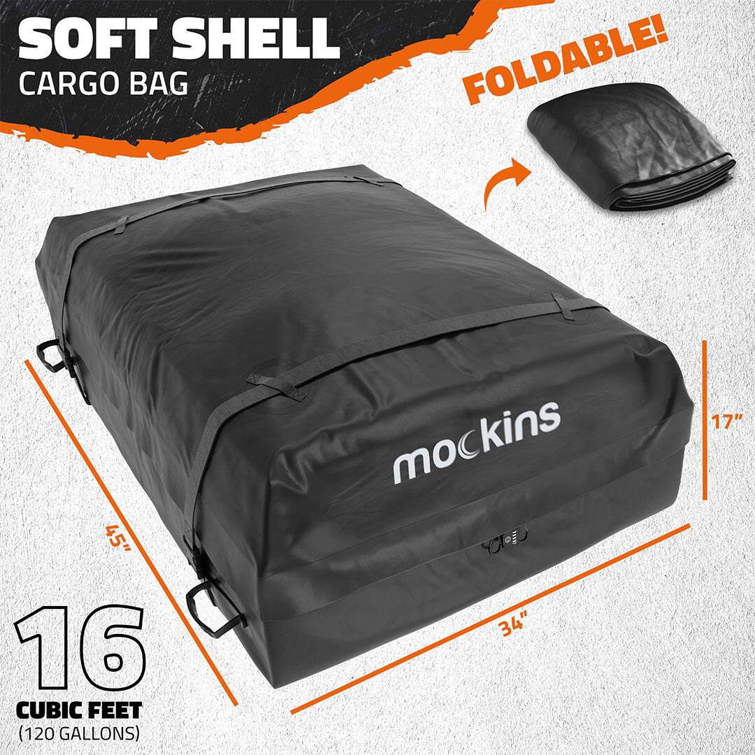 SOFT SHELL CARGO BAG  
FOLDABLE!  

16 CUBIC FEET (120 GALLONS)  

45" x 34" x 17"  

mockins