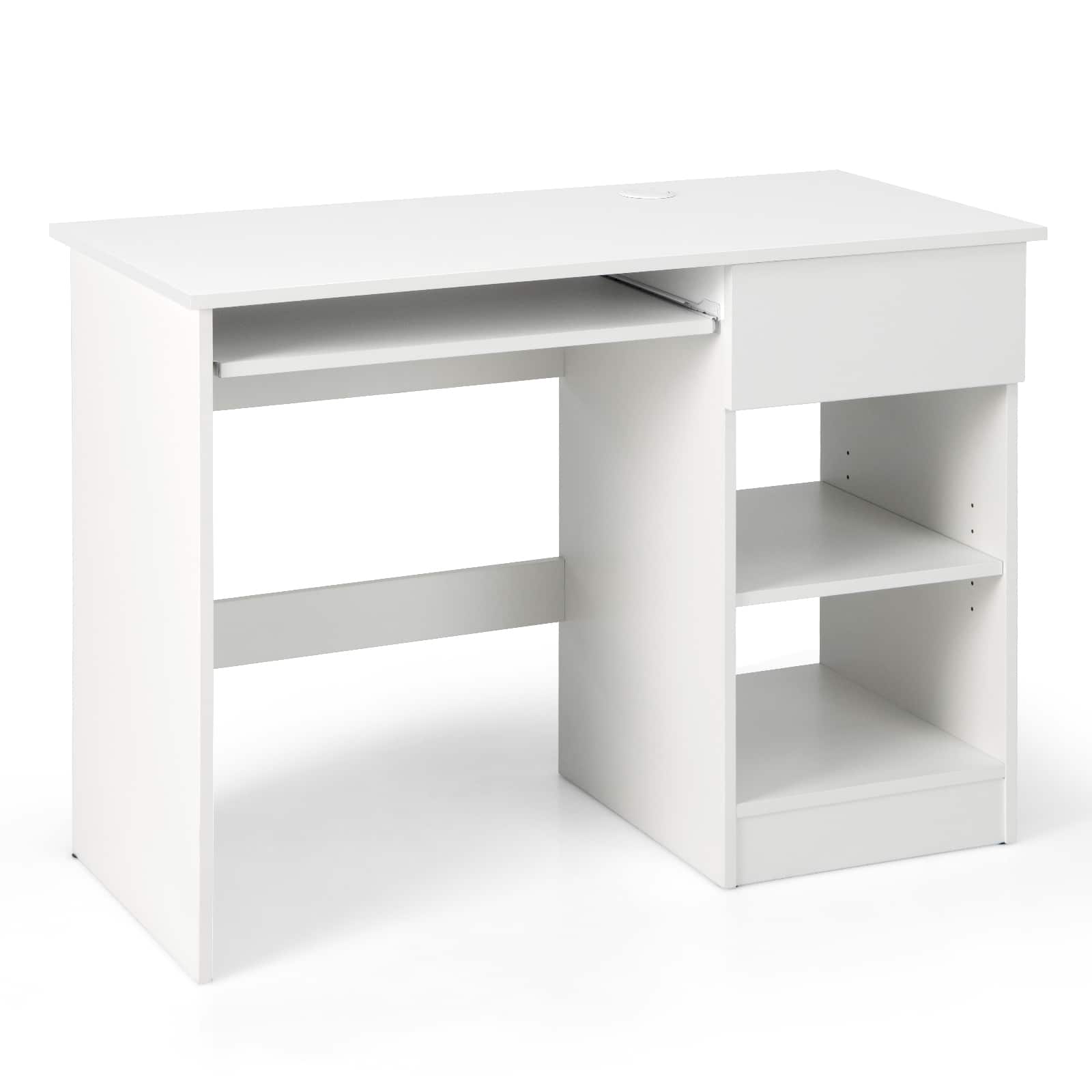 Ecooso - Wood Computer Desk with CPU Stand, Compact Writing Workstation for Home Office and Study Room - White