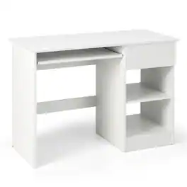 Sugift - Wooden Computer Desk with CPU Stand - White