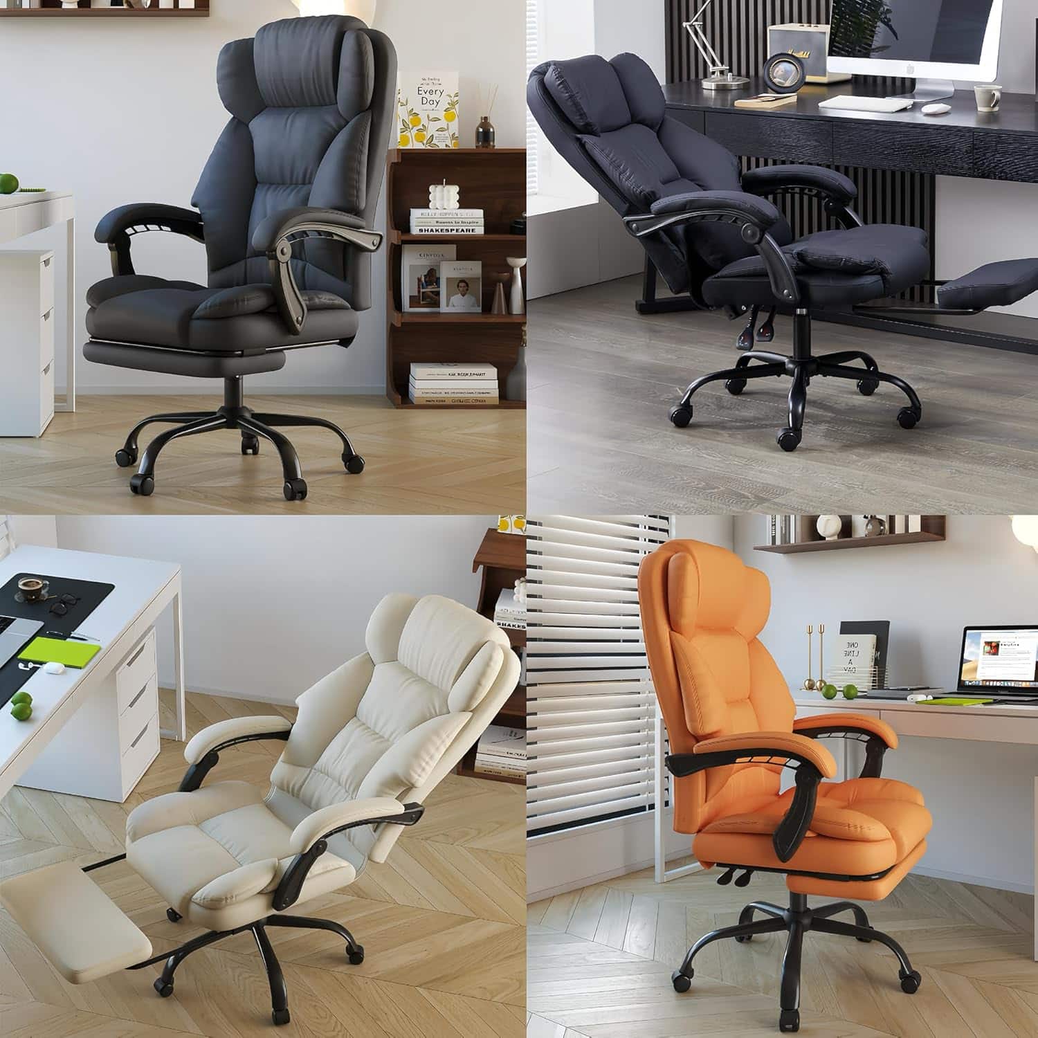 Forest'nSky Reclining Office Chair with Footrest PU Leather