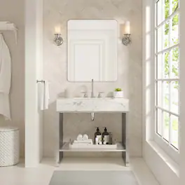 Gridiron Bathroom Vanity Basin Included by Modway - White Silver