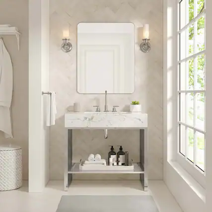 Front. Modway - Gridiron Bathroom Vanity Basin Included by Modway - White Silver.
