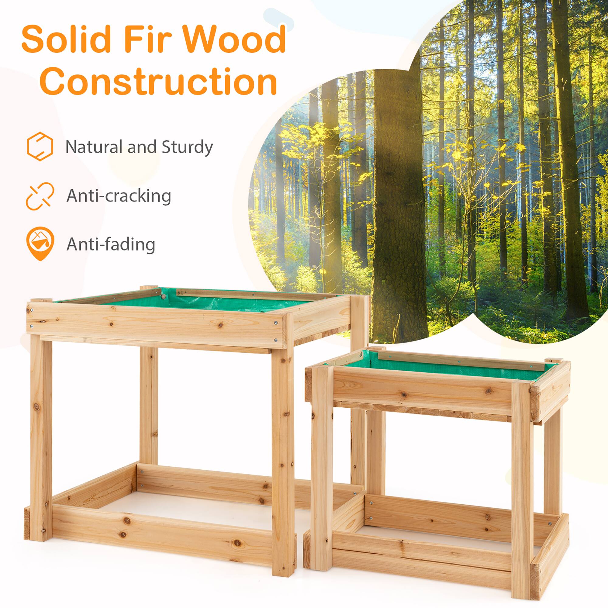 Solid Fir Wood Construction  
Natural and Sturdy  
Anti-cracking  
Anti-fading