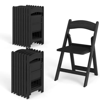 Front. Costway - Costway 16 Pack Resin Folding Chairs with Padded Seat All-Weather Resin Frame Patio - Black.