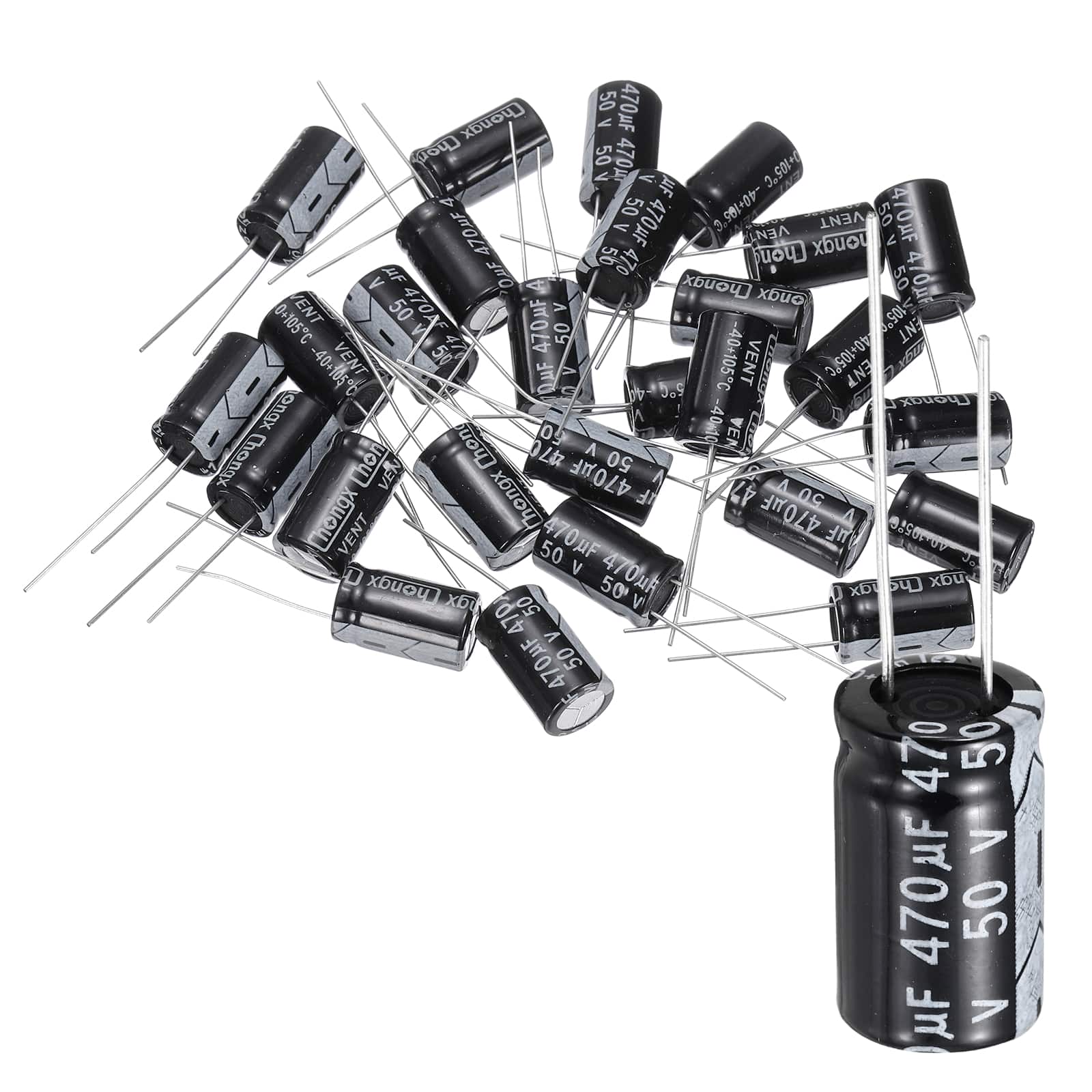 Unique Bargains - 470uF 50V 10x17mm Electrolytic Capacitor, 105C High Temp Radial Leads, for TVs/LCDs/VCD, 24pcs - Black price history on PriceWatchPro