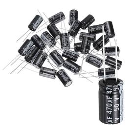 Unique Bargains - 470uF 50V 10x17mm Electrolytic Capacitor, 105C High Temp Radial Leads, for TVs/LCDs/VCD, 24pcs - Black