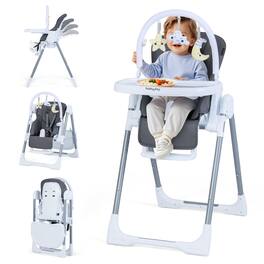 Gymax - Foldable Baby High Chair for Babies & Toddlers w/Adjustable Height Relining Seat Dark Grey - Gray