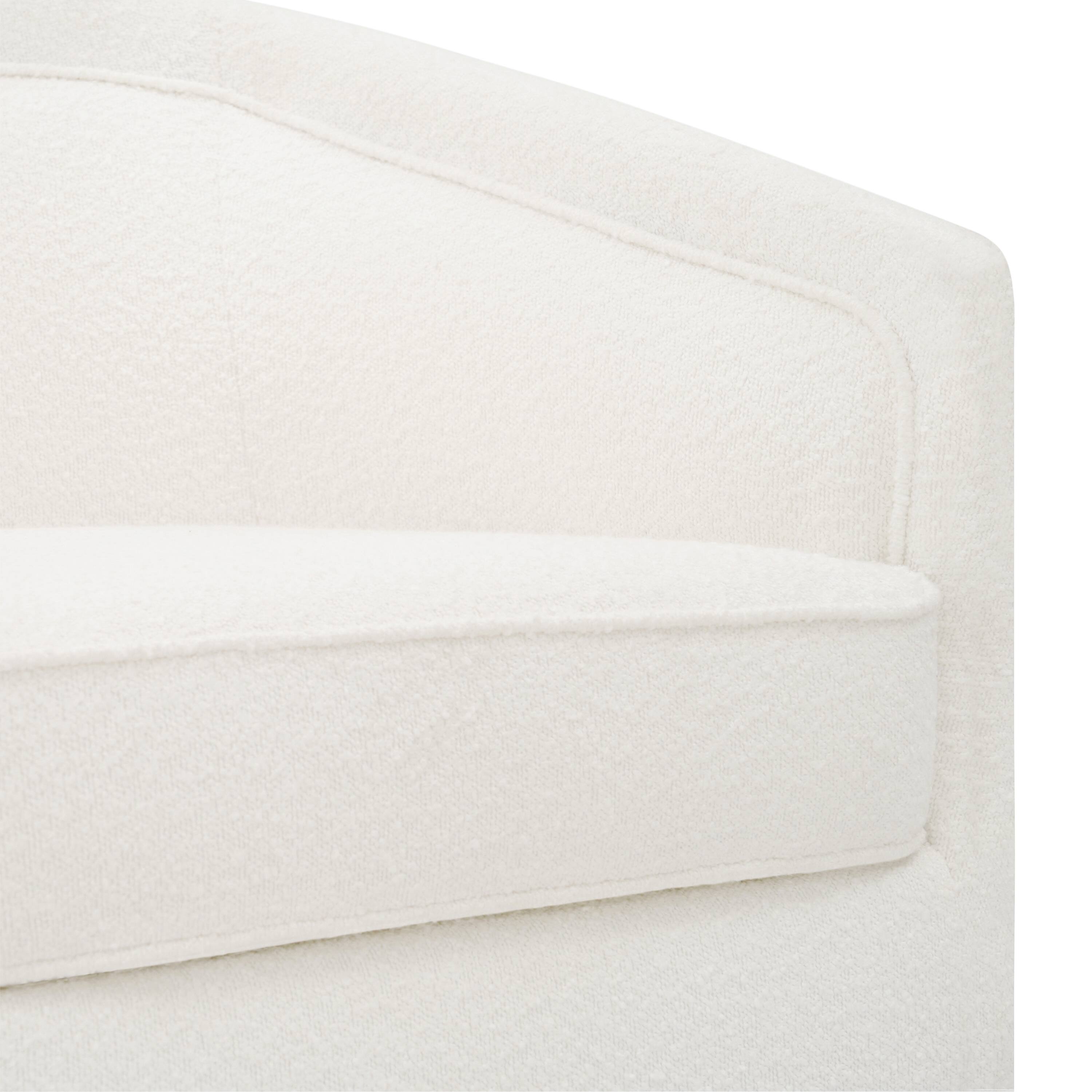 Alt View 7. Emma + Oliver - Della Club Style Barrel Accent Chair with 360 Degree Swivel Base and Sloped Armrests - White.