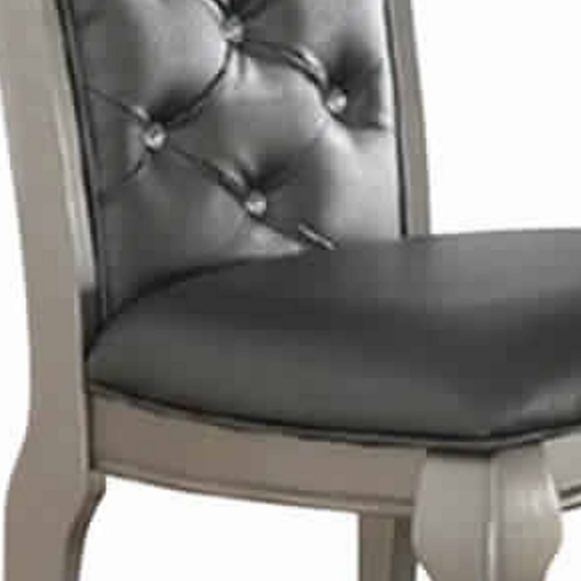 Alt View 3. Manhattan Lane - Set Of 2 Rubber Wood Dining Chair With Tufted Back, Gray And Silver - Gray And Silver.