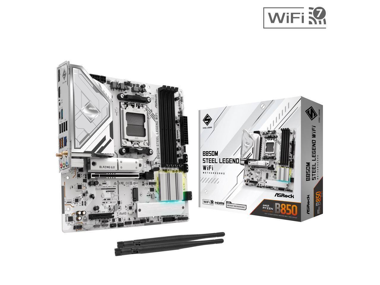 7 WiFi 000 BLAZING 42 RC 1 RoHS Fed IL LEGENO STEEL 88SOM UUDu BOSOM STEEL LEGEND WiFi ..........O WIFI HOMI S I MA WiFi LEGENO BBSOM STEEL /SRock 8850 SICETTANS RYZEN ANDO B850 ASReck EE