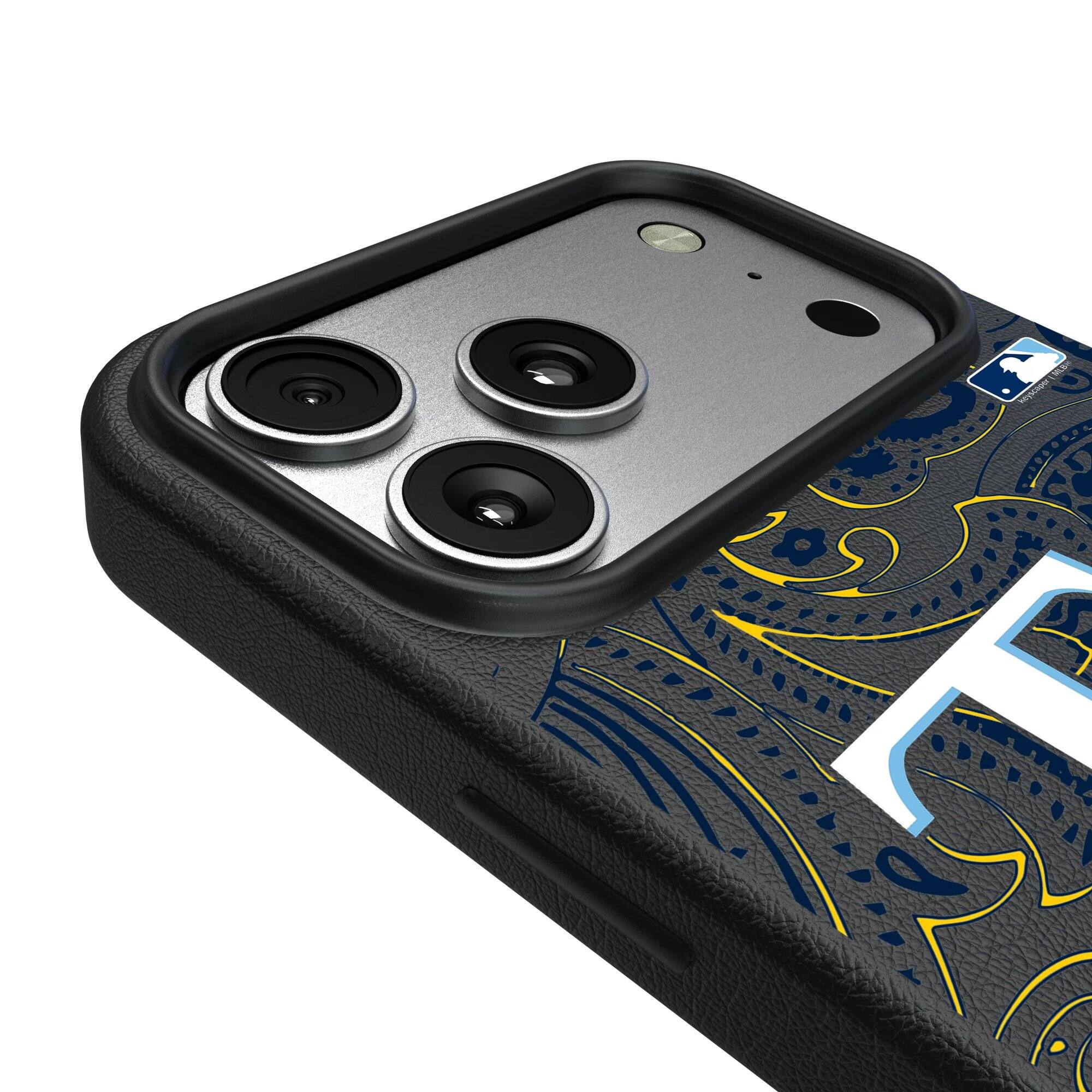 Alt View 2. Keyscaper - Tampa Bay Rays Paisley iPhone Magnetic Bump Case - 16 - Black.