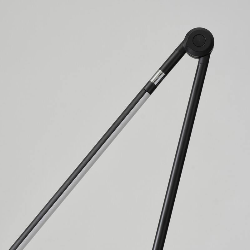 Alt View 1. Brightech - Libra LED Modern Industrial Arc Dimmable Bedside Nightstand Desk Lamp with Fast Charging USB-C Port - Classic Matte Black.